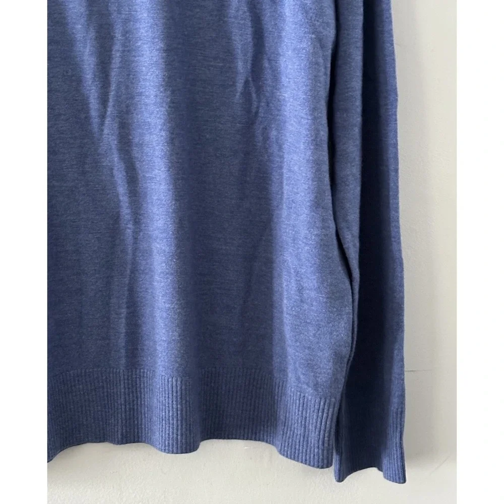 Banana Republic Sweater Men XL Blue 100%‎ Merino Wool Long Sleeve V Neck Office